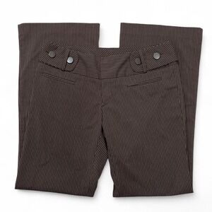 Vintage Y2K StudioY Brown Pinstripe Trousers Flared Sz 7/8 Office Siren Buttons